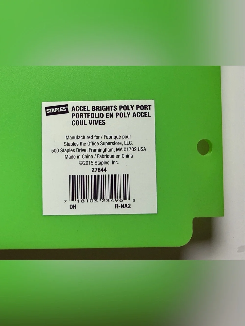 Staple Accel Bright Green Poly Portfolio 3 Hole Divider, Set of 3, 27844
